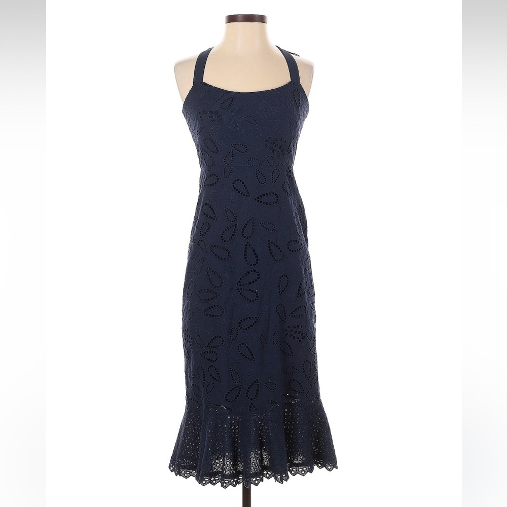 SALONI Navy Blue Midi Dress - Picture 1 of 6